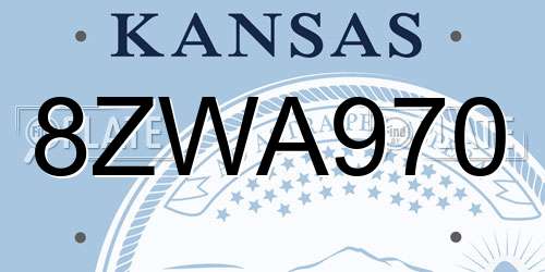 8ZWA970 Kansas License Plate