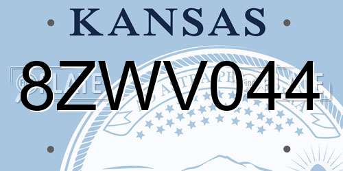 8ZWV044 Kansas License Plate