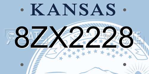 8ZX2228 Kansas License Plate