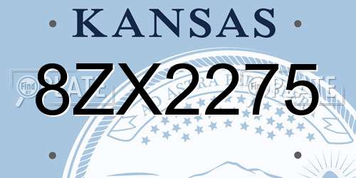 8ZX2275 Kansas License Plate