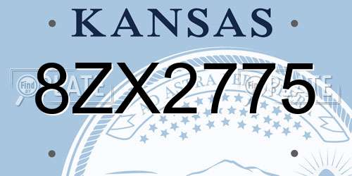 8ZX2775 Kansas License Plate