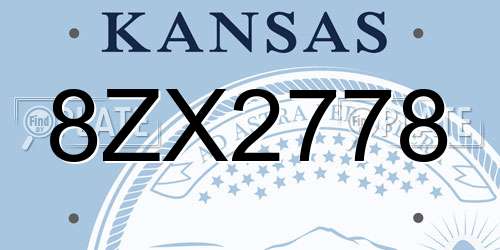 8ZX2778 Kansas License Plate