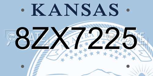 8ZX7225 Kansas License Plate