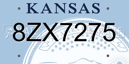 8ZX7275 Kansas License Plate