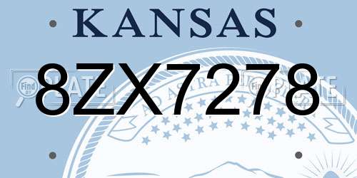8ZX7278 Kansas License Plate