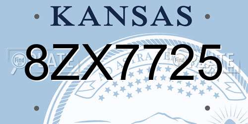 8ZX7725 Kansas License Plate