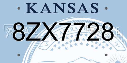 8ZX7728 Kansas License Plate
