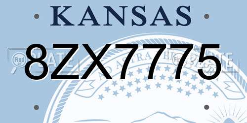 8ZX7775 Kansas License Plate