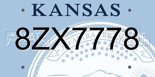 8ZX7778 Kansas License Plate