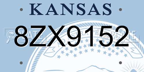 8ZX9152 Kansas License Plate