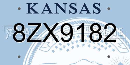 8ZX9182 Kansas License Plate