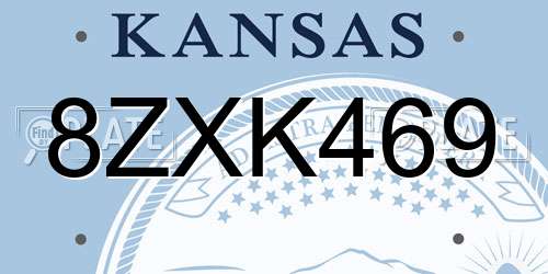 8ZXK469 Kansas License Plate