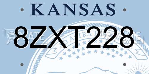 8ZXT228 Kansas License Plate