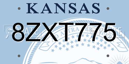 8ZXT775 Kansas License Plate