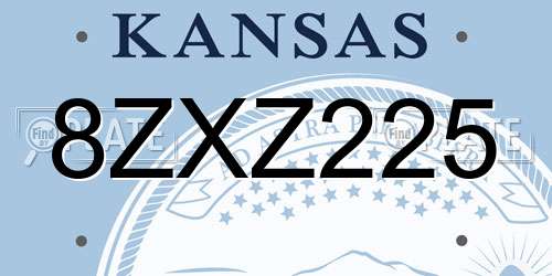8ZXZ225 Kansas License Plate