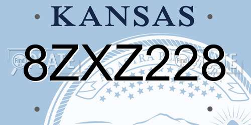 8ZXZ228 Kansas License Plate