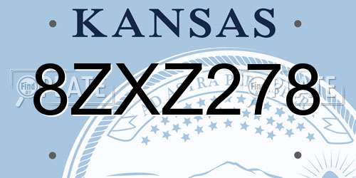 8ZXZ278 Kansas License Plate