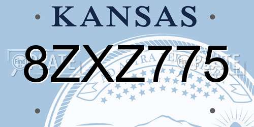 8ZXZ775 Kansas License Plate