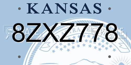 8ZXZ778 Kansas License Plate