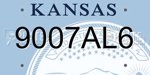 9007AL6 Kansas License Plate