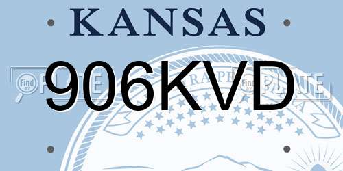 906KVD Kansas License Plate