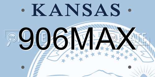 906MAX Kansas License Plate