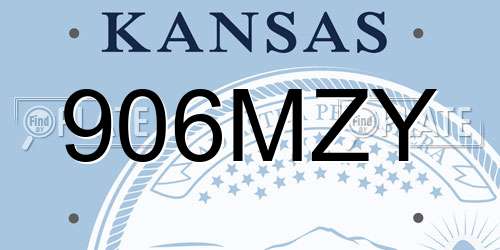 906MZY Kansas License Plate