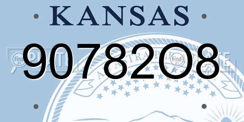 90782O8 Kansas License Plate