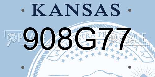 908G77 Kansas License Plate
