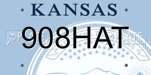 908HAT Kansas License Plate