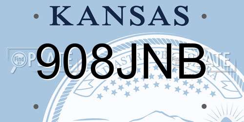 908JNB Kansas License Plate