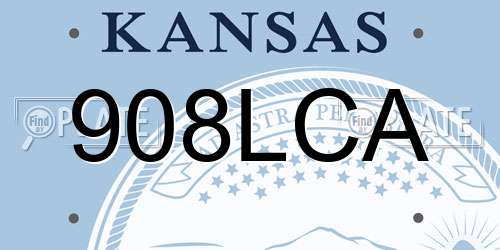 908LCA Kansas License Plate
