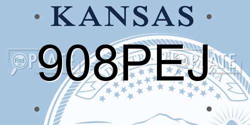 908PEJ Kansas License Plate