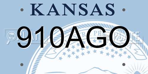 910AGO Kansas License Plate