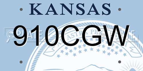 910CGW Kansas License Plate