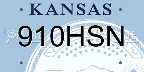 910HSN Kansas License Plate