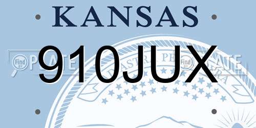910JUX Kansas License Plate