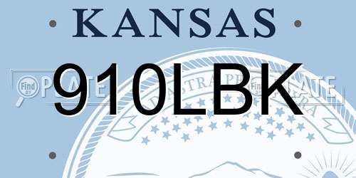 910LBK Kansas License Plate
