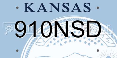 910NSD Kansas License Plate