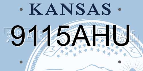 9115AHU Kansas License Plate