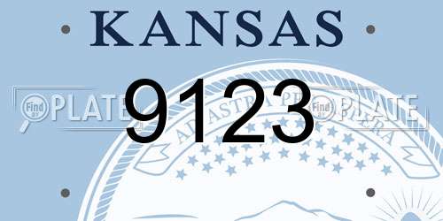 9123 Kansas License Plate