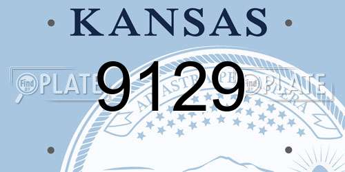 9129 Kansas License Plate