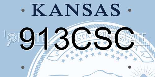913CSC Kansas License Plate