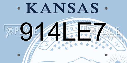 914LE7 Kansas License Plate