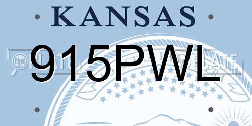 915PWL Kansas License Plate