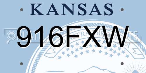 916FXW Kansas License Plate