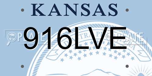916LVE Kansas License Plate