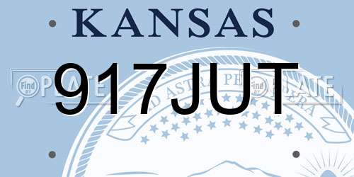 917JUT Kansas License Plate