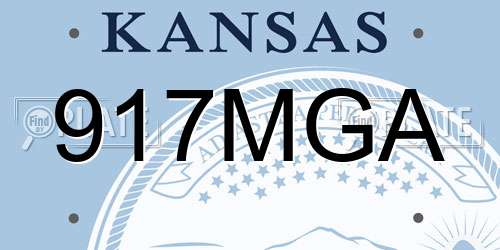 917MGA Kansas License Plate