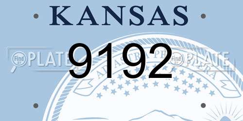 9192 Kansas License Plate